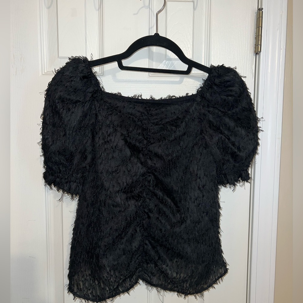Zara Black frayed top